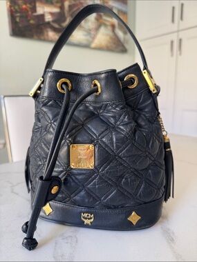 Rare Vintage MCM Michael Cromer Handheld Mini Bucket Bag - Quilted Lambskin